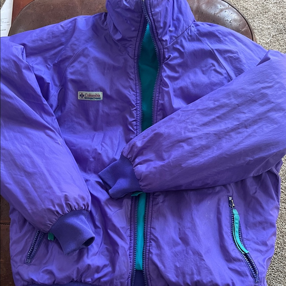 Columbia unisex Reversible Vibrant Purple/ Turquoise 1990’s vintage!!